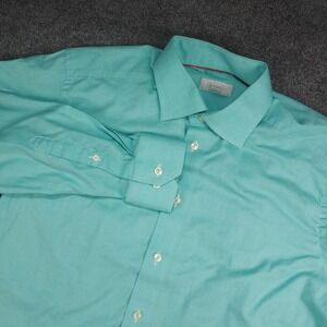 Eton Shirt Mens 16x41 Contemporary Teal Green Micro Check Button Down Dress